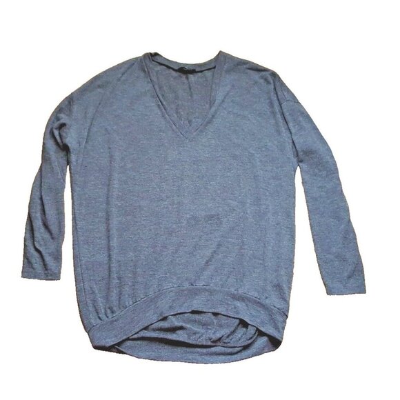 Aritzia Wlfred Free oversized V neck pullover tunic blouse sweater top gray S - Picture 3 of 10
